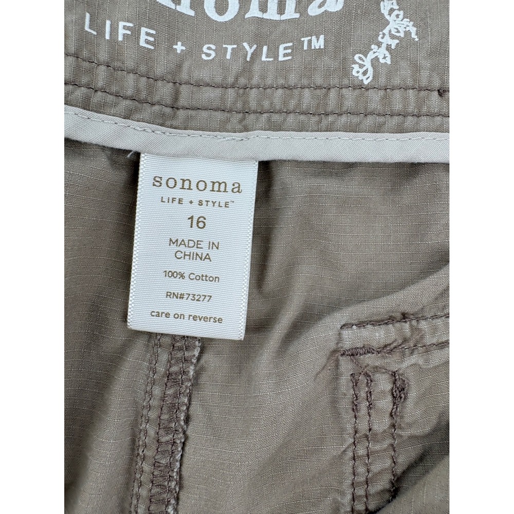 Lot of 2 Sonoma Life + Style Cargo Capri Pants Women Size 16 Khaki Tan Camping - Picture 4 of 15